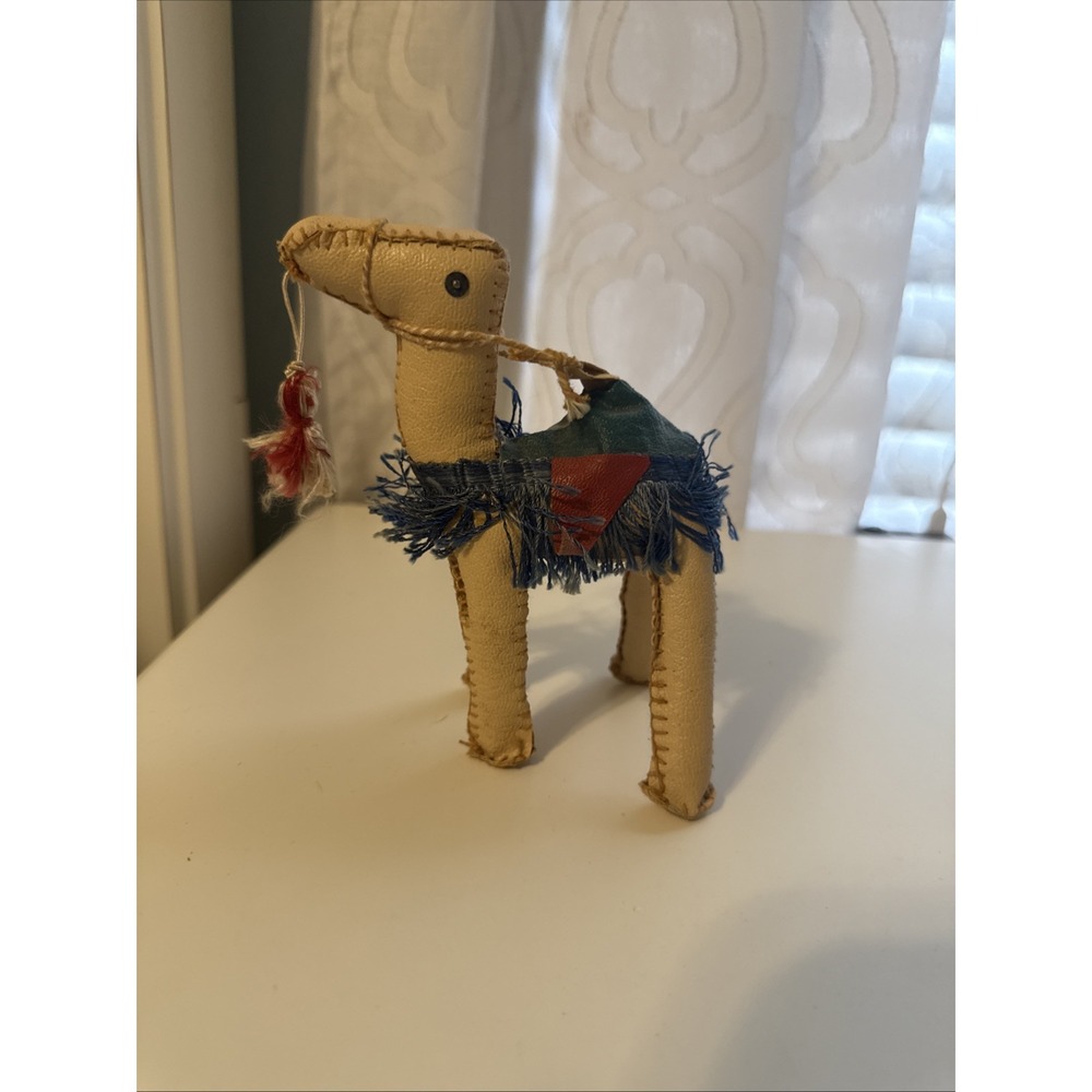 Vintage Hand Stitched Stuffed Leather Camel Figurine Ornament‎